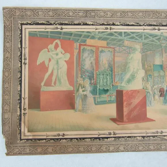 Antique George Baxter Print Great Exhibition 1851 Interior French Department